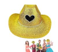Generisch Glitter Cowboy Hat, Glitter Cowboy Hat for Men, Disco Wide Bim Cowboy Hat Sparkling - Dress Cosplay Props, Costume Accessories for Halloween Birthday Party