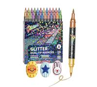 Generisch Glitter Pens, Quick-Drying, Water-Based Ink, Contour Marker with Glitter Effect, Coloured Pens, for DIY, Craft Supplies, Greeting Cards, Scrapbooking