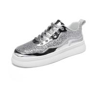 Generisch Glitter Trainers Women's Rhinestone Trainers Lightweight Metallic Sequin Tennis Shoes Stylish Casual Shoes Modern Everyday Shoes Dressy Bedazzled Wedding Walking Shoes, silver, 4.5 UK