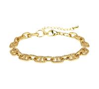 Generisch Gold-Plated Copper Beads Chain Rainbow Zircon Heart Mum Tennis Bracelet 3 mm Diameter Rope Bangle Mother's Day Gift Witch Jewellery, one size, Metal, No gemstone