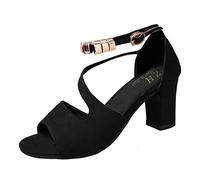 Generisch Gold summer sandals women's sandals leather clothing high heels with glittering sandals women's sandals shoes women Rome, black, 8 UK
