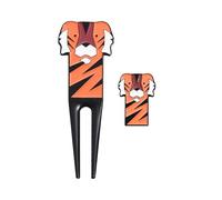 Generisch Golf Divot Tool and Ball Marker Set - Alloy Golf Repair Fork | 3.9" x 1.38" with Ball Marker 1.2" x 0.82" | Portable Cartoon Tiger Golf Accessories