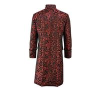 Generisch Gothic Coat Men's Long Tuxedo Jacket Men's Steampunk Clothing Court Style Tuxedo Medieval Vintage Tailcoat Single Breasted Button Elegant Floral Pattern Embroidery Jacket with Pockets