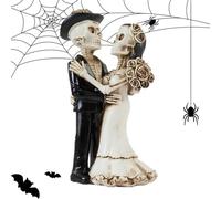 Generisch Gothic Couple Statue Romantic Skull Lovers Sculpture Bride and Groom Statue Versatile Use for Kitchen Office Room