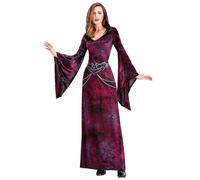 Generisch Gothic Dress Women's Vintage Renaissance Party Dress Medieval Victorian Clothing Halloween for Cosplay Party Round Neck Long Sleeve Plain Halloween Dress Carnival Costume