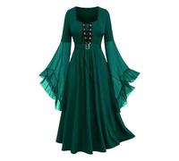 Generisch Gothic Halloween Dress Costume Women, Plus Size A-line Laces Maxi Dresses with Butterfly Sleeves for Women, Festive Vintage Black Witch Dress Cosplay Club Party Dress