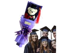 Generisch Graduation Artificial Flowers Bear Bouquet - Graduation Bear with Academic Hat & Flower Decoration, Memory Gift for Congratulations for Graduation, University and Primary School