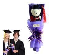 Generisch Graduation Artificial Flowers Bear Bouquet, Graduation Flower Arrangements with Bears Memory Gift for Congratulations for Graduation, University and Primary School