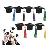 Generisch Graduation Hat Decorations, Graduation Hat Toper Kit - 7 x Graduation Cake Decorations with Tassels | Miniature Hat, Photo Props for Nurseries in the Classroom - Diploma - Ceremony School