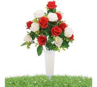 Generisch Grave Flowers for the Cemetery Resting Place, False Flower Keepsake, with Stick Vase for Artificial Cemetery Flowers, for Outdoors, Spring, Indoor, Garden, Patio, Yard Area, Home