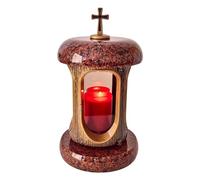 Generisch Grave Lantern Premium: Handmade Granite Grave Lamp, 100% Made in Ukraine, Weather Resistant, Gray, Tabletop Mount, Candle Light Source, Water Resistant