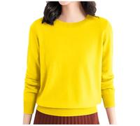 Generisch Grey Cardigan with Crew Neck Plain Look for Women Red Turtleneck Sweater Women's Wool, yellow, S