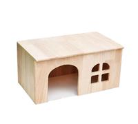Generisch Habitat Gerbille - 39 x 24 x 2 4 cm Château En Bois Pour Animal Avec Fenêtre Et Porte | Hutte De Lapin Ventilée, Pour La Gerbille, Le Chinchilla, Furet Et Le Hamster
