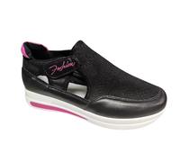 Generisch Haken Mesh Women's Trainers with Flat Heel, Comfortable, Breathable, Loop Size, Casual Trainers, Large Width, black, 6 UK