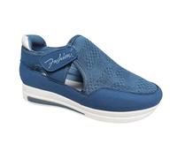 Generisch Haken Mesh Women's Trainers with Flat Heel, Comfortable, Breathable, Loop Size, Casual Trainers, Large Width, blue, 8.5 UK