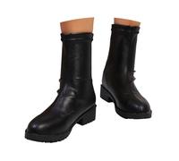 Generisch Half Boots Medieval Women's Short Ankle Boots with Zip Ankle Boots Plain Boots Slip On Boots Short Shaft Winter Boots Transition Boots Casual Ankle Boots, black, 8 UK