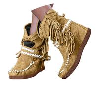 Generisch Half Boots Women's Wide H Short Ankle Boots Comfortable Ankle Boots Retro Slip Ankle Boots Evening Winter Boots Trekking Foot Bed Transition Boots Outdoor Women's Boots, yellow, 5 UK