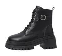 Generisch Half-height ankle boots women's with lacing, short shaft, waterproof combat boots, short boots with chunky block heel, non-slip sole, autumn shoes, lace-up boots, riding boots