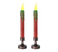 Generisch Halloween Candles - LED Bleeding Lights | Dripping Black | 2 Pieces Vampire Tear Candles with Bases for Scary Table Centrepiece, Bar Setup, Haunted House, Party or Home Decorations