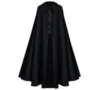 Generisch Halloween Cape Men's Medieval Hooded Cape Wizard Costume Viking Clothing Renaissance Cape Unisex Gothic Poncho Carnival Vampire Cape Cosplay Witch Cape Steampunk, black, M
