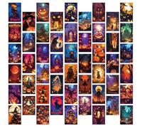 Generisch Halloween Cards, Halloween Postcards, 50 x Scary Illustration Cards, 4 x 6 Inch Assorted Funny Halloween Greeting Card Set, Humor Note Card Set for Halloween Cheerfulness