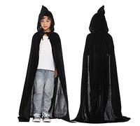 Generisch Halloween Children's Vampire Cape with Hood, Devil Costume, Shiny Velvet Long Satin Halloween Costume Boys Girls Witch Cape with Hat for Party Coat Carnival Cosplay Unisex