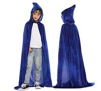 Generisch Halloween Children's Vampire Cape with Hood, Devil Costume, Shiny Velvet Long Satin Halloween Costume Boys Girls Witch Cape with Hat for Party Coat Carnival Cosplay Unisex
