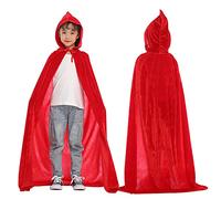 Generisch Halloween Children's Vampire Cape with Hood, Devil Costume, Shiny Velvet Long Satin Halloween Costume Boys Girls Witch Cape with Hat for Party Coat Carnival Cosplay Unisex