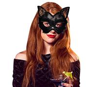 Generisch Halloween Cosplay Lace Face Protection Blindfold Animal Half Face Lace Cat Shield Masquerade Eye Protection Women Masquerade Filigree Half Face Protection (Orange, One Size)