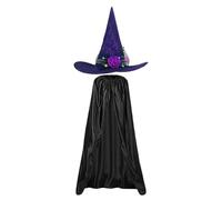 Generisch Halloween Costume Cape, Halloween Costume Men's Black Cape Halloween Costume with Luminous Witch Hat, Black Cape for Halloween Party Role Play