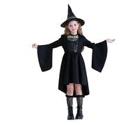 Generisch Halloween Costume Grim Reaper Black Ghost House Dress Witch Costume for, Halloween Party Outfit, Long Sleeve Dress with Hat, Cosplay for, Role Play, Stage Performances