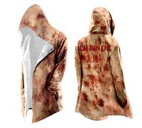 Generisch Halloween Costume Men's Bloodstained Butcher Hooded Jacket Long Sleeve Horror Cape Long with Hood Horror Blood Splash Pattern Cape Hooded Cape Vintage Cardigan Gothic Punk Poncho, navy, XL