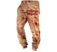 Generisch Halloween Costume Men's Horror Blood Splash Pattern Sweatpants Retro Bloodstained Jogging Bottoms Bloody Print Casual Trousers Horror Y2K Streetwear Elastic Waistband with Drawstring, dark