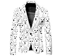 Generisch Halloween Costume Printed Suit for Men Halloween Theme Casual Loose Comfortable Gothic Trendy Role Play Jacket, White, L