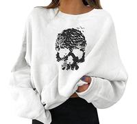 Generisch Halloween Costume Women's Halloween Pullover Funny Graphic Print Crew Neck Long Sleeve Sweatshirt, White, S