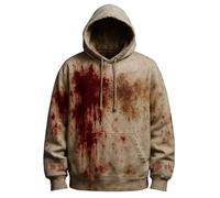 Generisch Halloween Hoodie Men's Blood Splash Pattern Sweatshirt with Hood Bloody Hoodie Horror Oversized Hoodie Y2K Streetwear Vintage Hoodie Pullover with Pockets and Drawstring, A Khaki, L