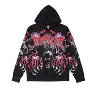 Generisch Halloween Hoodie Men's Skeleton Printed Winter Jumper with Hood Colour Blocking Colour Gradient Bone Hoodie Y2K Gothic Steampunk Hoodie, black, 5XL