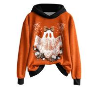 Generisch Halloween Hoodie Women's Oversize Hoodie Cute Print Festive Women's Clothing Casual Sweatshirts with Hood Teenager Girls Warm Hoodie Top for Autumn Winter, Green (green 1), L