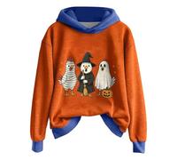 Generisch Halloween Hoodie Women's Oversize Hoodie Cute Print Festive Women's Clothing Casual Sweatshirts with Hood Teenager Girls Warm Hoodie Top for Autumn Winter, Blue0, XXL