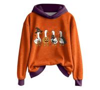 Generisch Halloween Hoodie Women's Oversize Hoodie Cute Print Festive Women's Clothing Casual Sweatshirts with Hood Teenager Girls Warm Hoodie Top for Autumn Winter, Purple1, XXL
