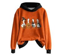 Generisch Halloween Hoodie Women's Oversize Hoodie Cute Print Festive Women's Clothing Casual Sweatshirts with Hood Teenager Girls Warm Hoodie Top for Autumn Winter, Black (black 2), S