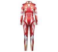 Generisch Halloween Jumpsuit Women, Elastic Dance Bodysuit with Muscle Print for Women, Humorous Carnival Costume for Christmas Parties and Theme Festivals