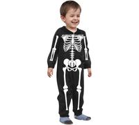 Generisch Halloween Parent-Child Outfit, Skeleton Costume, Jumpsuit with Zip, Cartoon Print, Halloween Costume, Adults, Children, Women, Men, Skeleton Jumpsuit for Halloween Cosplay