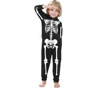 Generisch Halloween Parent-Child Outfit, Skeleton Costume, Jumpsuit with Zip, Cartoon Print, Halloween Costume, Adults, Children, Women, Men, Skeleton Jumpsuit for Halloween Cosplay