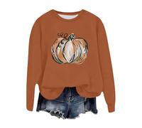 Generisch Halloween Print Crew Neck Pullover Sweatshirt Style for Festive Pullover Women Black Without, Dark purple, M