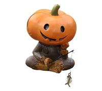Generisch Halloween Pumpkin Figurines, Resin Pumpkin Man Fishing Statues, Stable Miniature Sculptures for Outdoor Garden, Patio, Lawn, Yard, and Home Decor, 2.36 x 2.6 x 3.15 Inches
