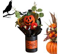 Generisch Halloween Pumpkin Flower Arrangement Table Decoration Pumpkin Bouquet Artificial Flowers with Eucalyptus for Indoor Decoration for Halloween Parties Mood