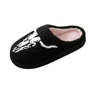 Generisch Halloween Pumpkin Slippers Terror Happy Slippers for Women Men Funny Plush Winter Warm Fluffy Slippers, E, 7 UK
