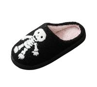 Generisch Halloween Pumpkin Slippers Terror Happy Slippers for Women Men Funny Plush Winter Warm Fluffy Slippers, F, 8.5 UK
