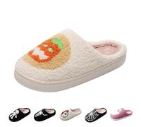 Generisch Halloween Pumpkin Slippers Terror Happy Slippers for Women Men Funny Plush Winter Warm Fluffy Slippers, a, 8.5 UK